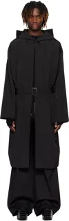 Rick Owens Black Hollywood Hooded Robe Coat In 09 Black