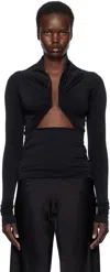 Rick Owens Black Hollywood Jersey Ls Prong T-shirt In 09 Black