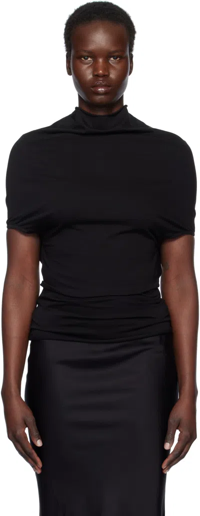 Rick Owens Black Hollywood Jersey Shroud T-shirt In 09 Black