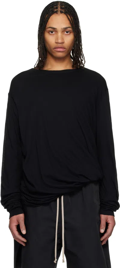 Rick Owens Black Hollywood Jumbo Double Long Sleeve T-shirt