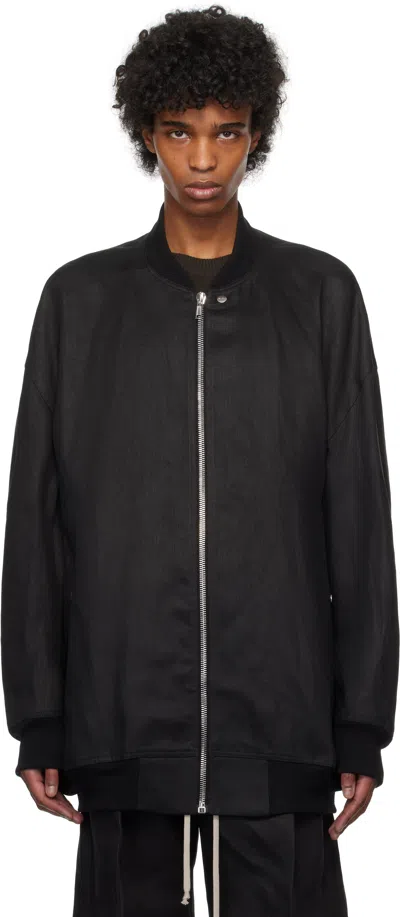 Rick Owens Black Hollywood Jumbo Flight Bomber Jacket In 09 Black