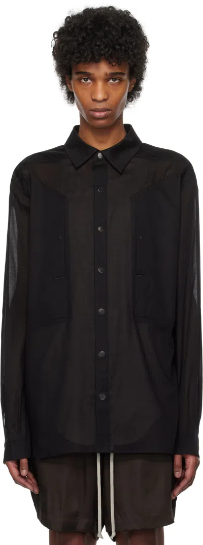 Rick Owens Black Hollywood Jumbo Fogpocket Outer Shirt In 09 Black
