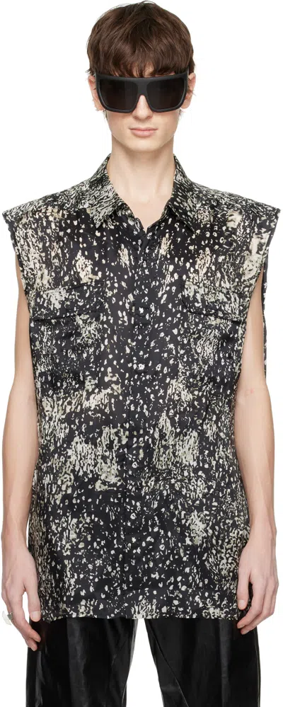Rick Owens Black Hollywood Jumbo Sl Overshirt In 0908 Black/pearl