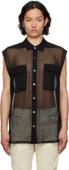 RICK OWENS BLACK HOLLYWOOD JUMBO SL SHIRT