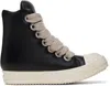 Rick Owens High-top Sneakers With Textured Laces In 911 Black/milk