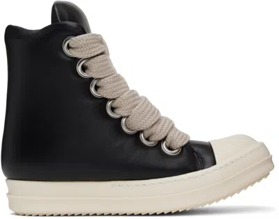 Rick Owens Black Hollywood Jumbolace Sneakers In 911 Black/milk