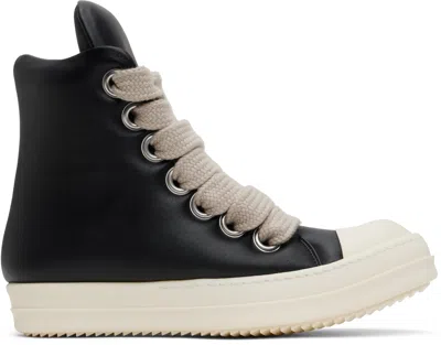 Rick Owens Black Hollywood Jumbolace Sneakers In 911 Black/milk/milk