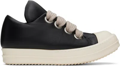 RICK OWENS BLACK HOLLYWOOD JUMBOLACED LOW SNEAKERS