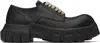 Rick Owens Mens Black Bozo Tractor Platform Leather Oxford Shoes