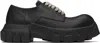 Rick Owens Mens Black Bozo Tractor Platform Leather Oxford Shoes