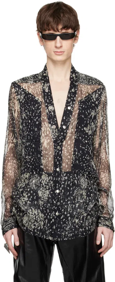 Rick Owens Black Hollywood Larry Fogpocket Shirt In 0908 Black/pearl