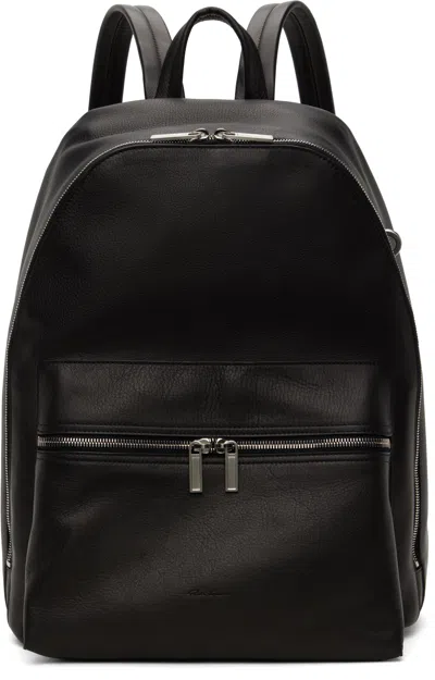 Rick Owens Black Hollywood Leather Backpack In 09 Black