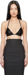 Rick Owens Snake Print Leather Triangle Bra In 09 Black