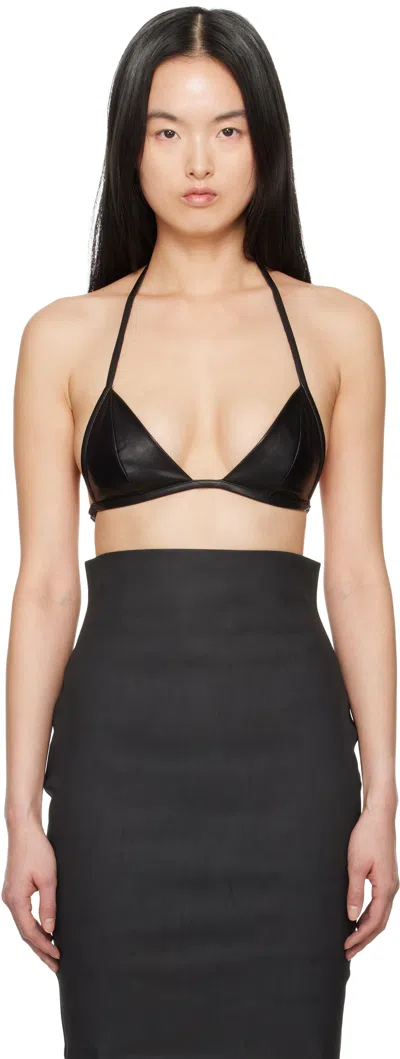 RICK OWENS BLACK HOLLYWOOD LEATHER BRA