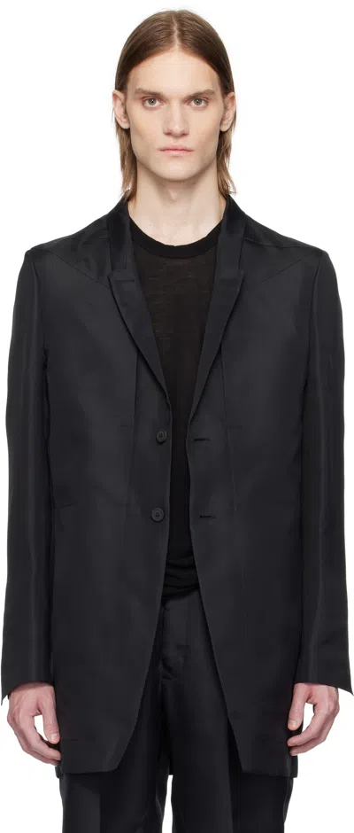 Rick Owens Black Hollywood Lido Blazer In 09 Black