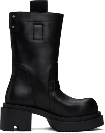 Rick Owens Black Hollywood Loo Pull On Bogun Boots In 99 Black/black