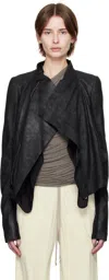 Rick Owens Black Hollywood Low Neck Biker Leather Jacket In 09 Black