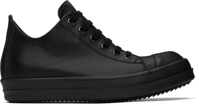 Rick Owens Black Hollywood Low Sneakers In 999 Black/black/blac