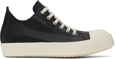 Rick Owens Black Hollywood Low Sneaks Sneakers In 911 Black/milk/milk