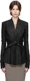 Rick Owens Black Hollywood Ls Strutter Leather Jacket In 09 Black