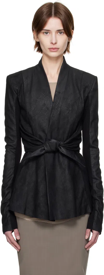 Rick Owens Black Hollywood Ls Strutter Leather Jacket In 09 Black