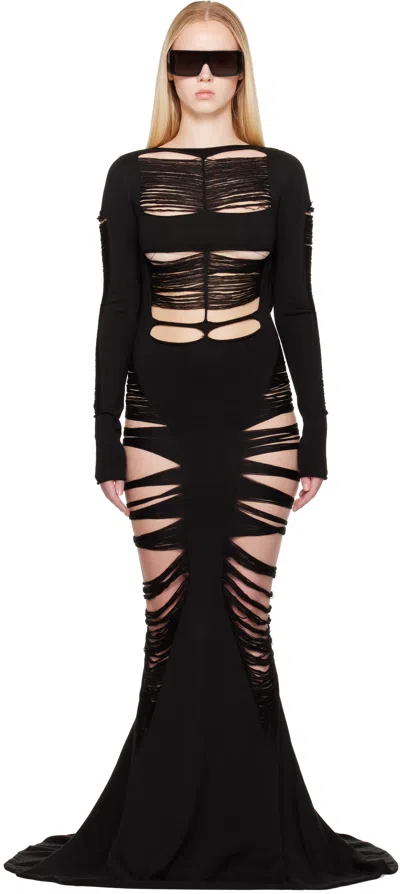 RICK OWENS BLACK HOLLYWOOD LUNA MAXI DRESS