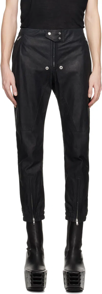 Rick Owens Black Hollywood Luxor Jogger Leather Pants In 09 Black