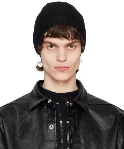Rick Owens Black Hollywood Medium Beanie In Blue