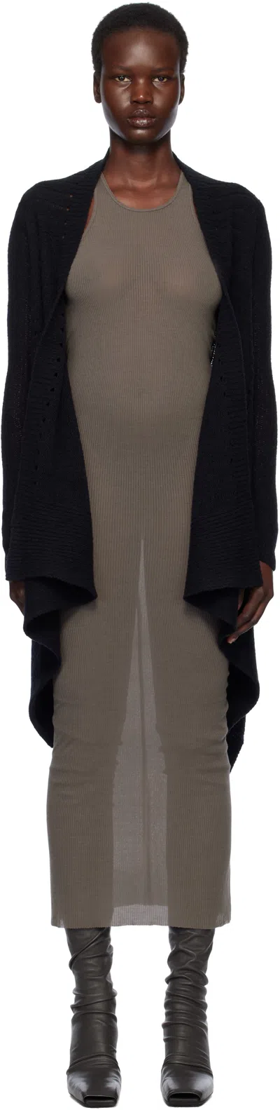 Rick Owens Black Hollywood Medium Wrap Cardigan In 09 Black
