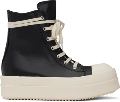 Rick Owens Black Hollywood Mega Bumper Sneakers In 911 Black/milk/milk