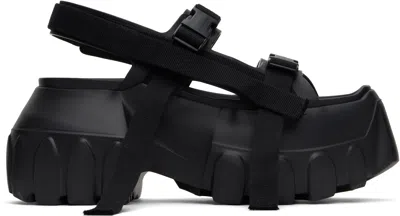 Rick Owens Black Hollywood Mega Tractor Sandals In 99 Black/black