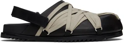 RICK OWENS BLACK HOLLYWOOD MEGALACED GRANOLA MULES