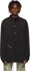 Rick Owens Collar Point Sleeves Long Drawstring Zip In 09 Black