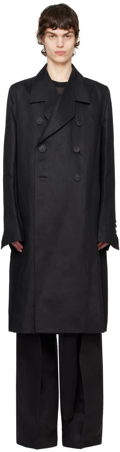 Rick Owens Black Hollywood Officer Coat In 09 Black