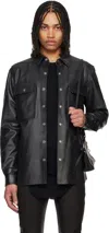 Rick Owens Black Porterville Outershirt Leather Jacket In 09 Black