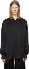 Rick Owens Black Hollywood Oversized Snap Collar Faun Shirt In 09 Black