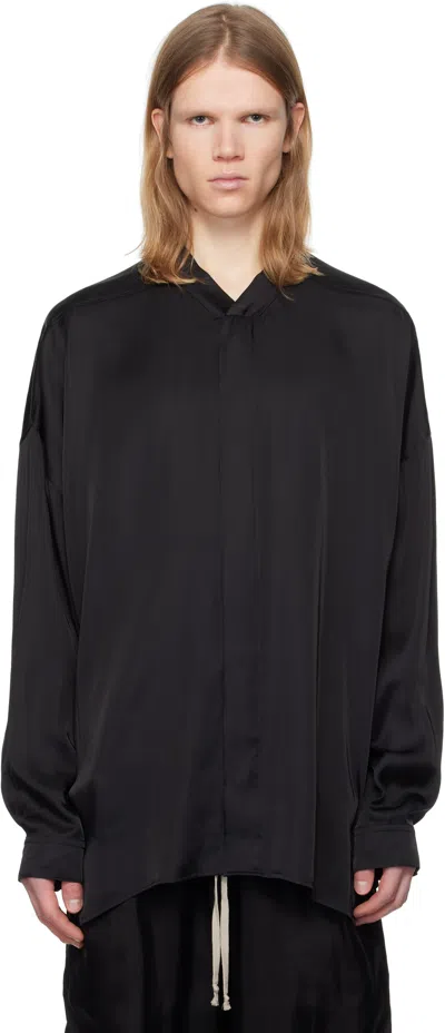 Rick Owens Black Hollywood Oversized Snap Collar Faun Shirt In 09 Black