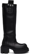 Rick Owens Black Porterville Knee Pull On Bogun Tall Boots In 99 Black/black