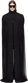 Rick Owens Black Hollywood Pville Cape Long Coat In 09 Black