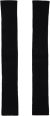 Rick Owens Black Porterville Ribbed Arm Warmers In 09 Black