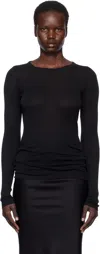 Rick Owens Black Hollywood Rib Ls T-shirt In 09 Black