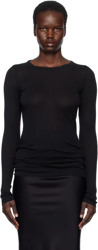 Rick Owens Black Hollywood Rib Ls T-shirt In 09 Black