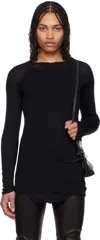 Rick Owens Black Hollywood Rib Ls T-shirt In 09 Black