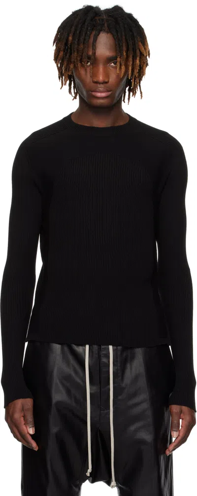 Rick Owens Black Hollywood Ribbed Geo Sweater In 09 Black