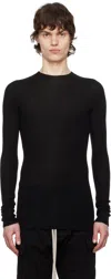 Rick Owens Black Hollywood Ribbed Round Neck Sweater In 09 Black