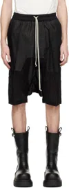 Rick Owens Drawstring Knee Length Shorts With Button Detailing In 09 Black