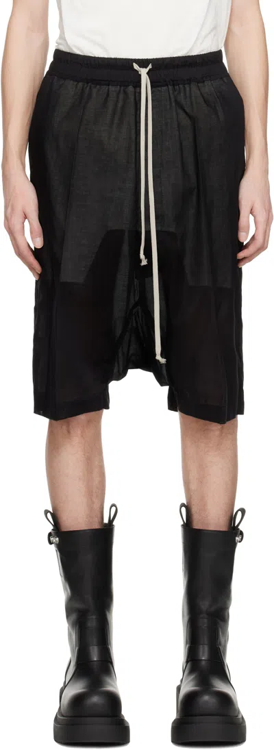RICK OWENS BLACK HOLLYWOOD RICK'S PODS SHORTS