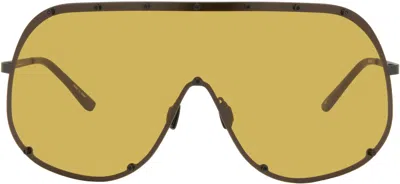 Rick Owens Black Hollywood Shield Sunglasses In 0945 Black/green