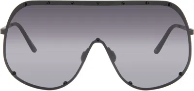 Rick Owens Black Hollywood Shield Sunglasses In 09d Black/clear