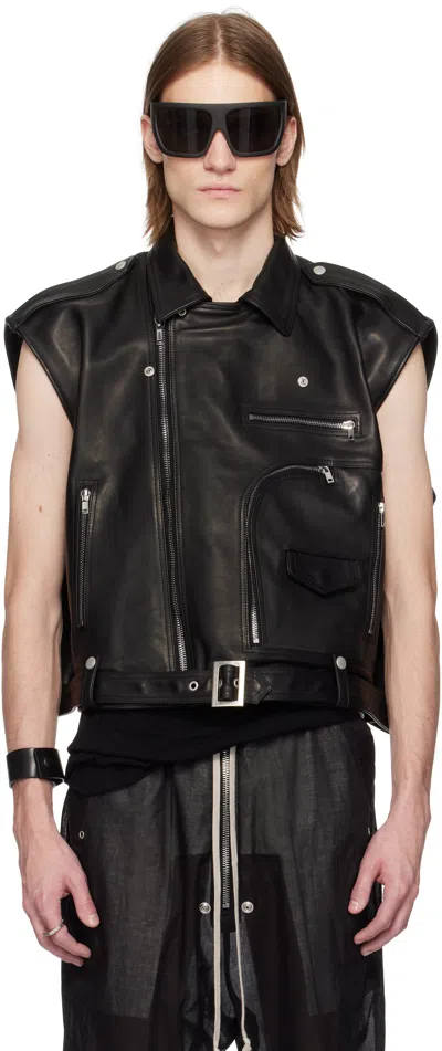 Rick Owens Black Hollywood Sl Jumbo Bauhaus Leather Vest In 09 Black